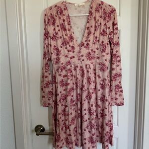 LoveShackFancy Dress Size Medium Womens Pink Floral Cotton Stretchy